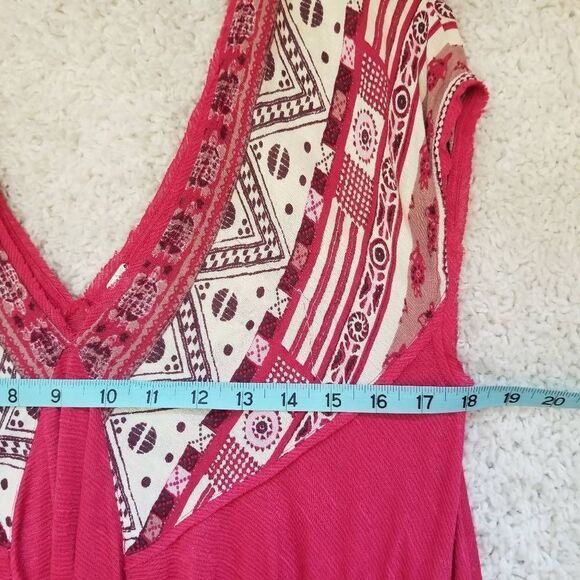 Free People Deep V Deep Red Boho Top Small - Picture 4 of 7